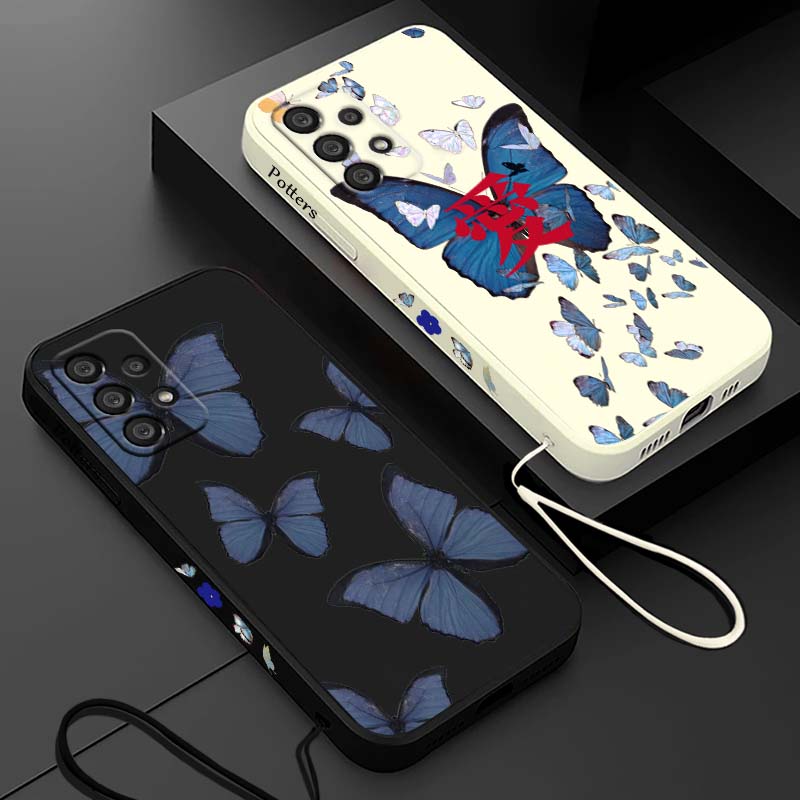 Silicone Liquid Case - Модный чехол-накладка с синей бабочкой и