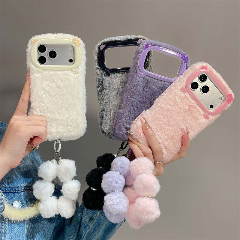 Phone Cases Iphone 16 - Роскошный однотонный плюшевый чехол для iPhone