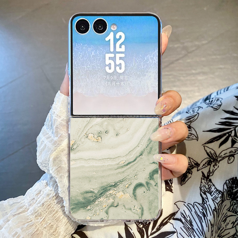 Phone Cases Z Flip 7 - Чехол для телефона с позолоченным мраморным