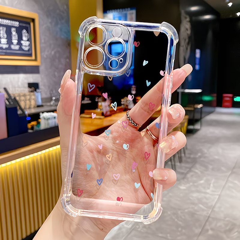 Phone Cases Drop Proof - Прозрачный чехол-бампер с разноцветными сердечками для
